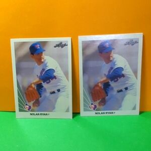 1990 Leaf Nolan Ryan Texas Rangers #21 Baseball Card....2 card lot